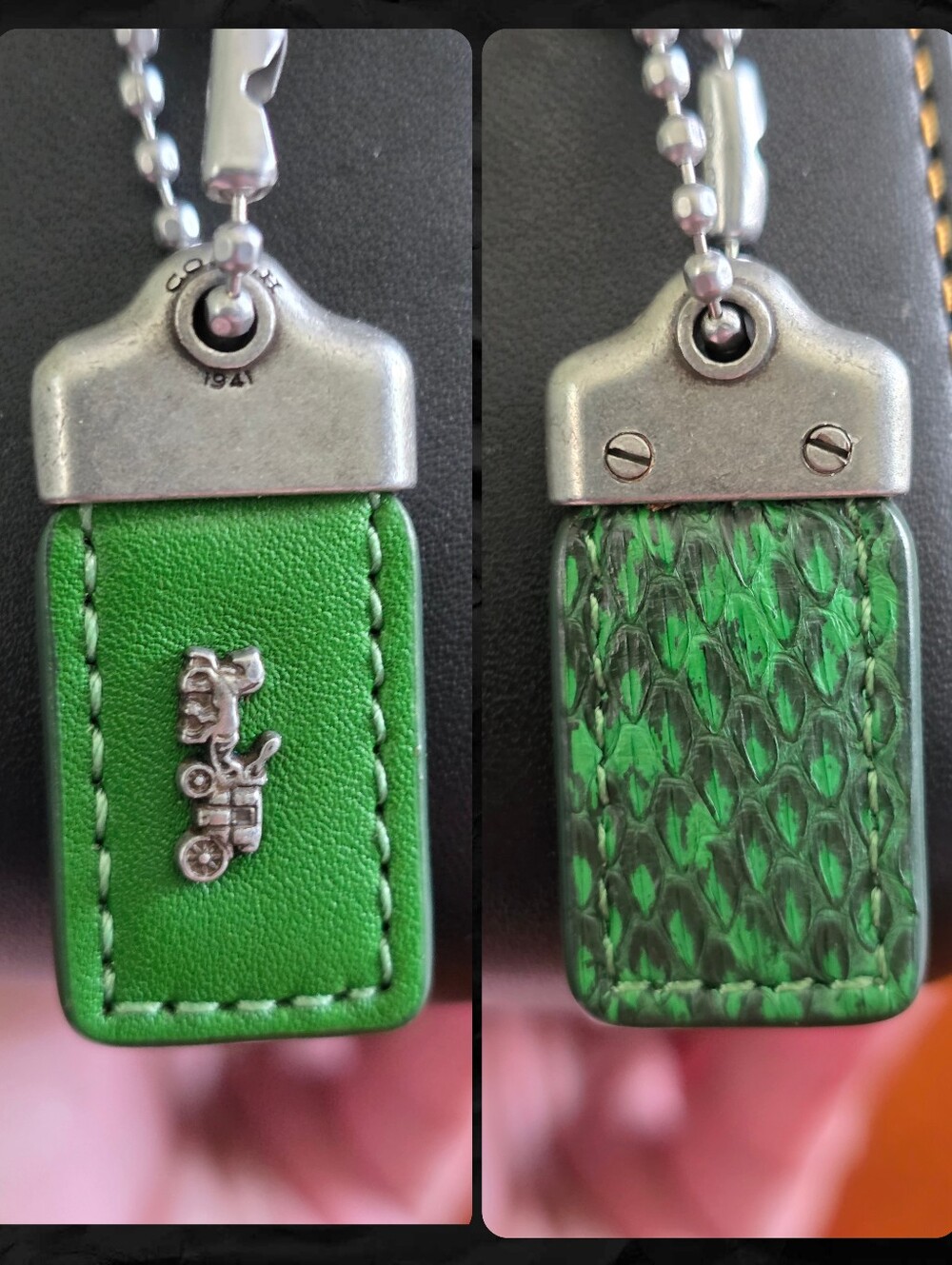 Coach 1941 86819 Dinkier Green Snakeskin Whipstitch Leather Crossbody Bag - Picture 8 of 16